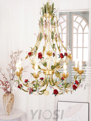 Candle Style Rose Love Chandelier with 6/8 heads - Candle-1-Yiosilamp