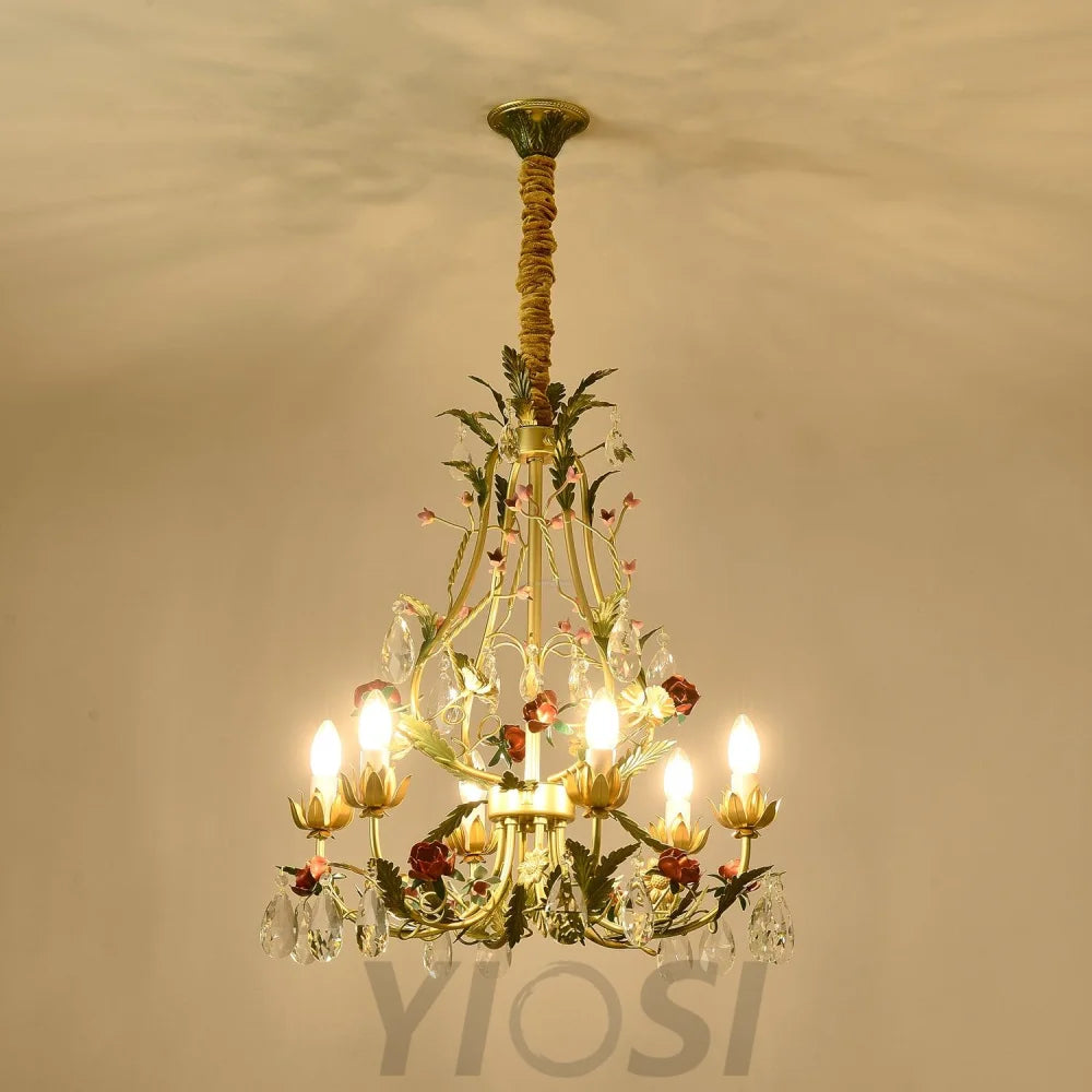 Candle Style Rose Love Chandelier with 6/8 heads - Candle-1-Yiosilamp