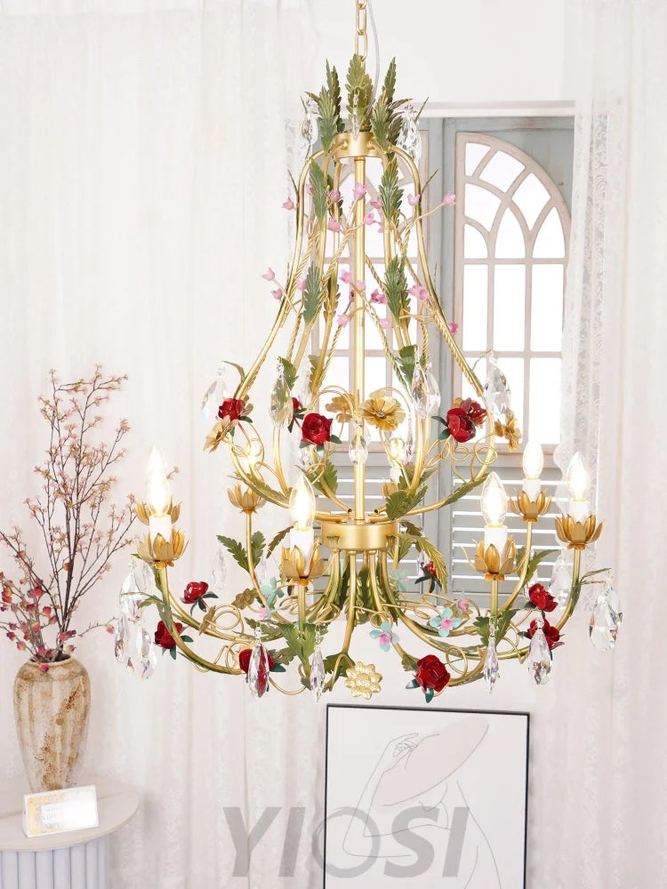 Candle Style Rose Love Chandelier with 6/8 heads - Candle-1-Yiosilamp