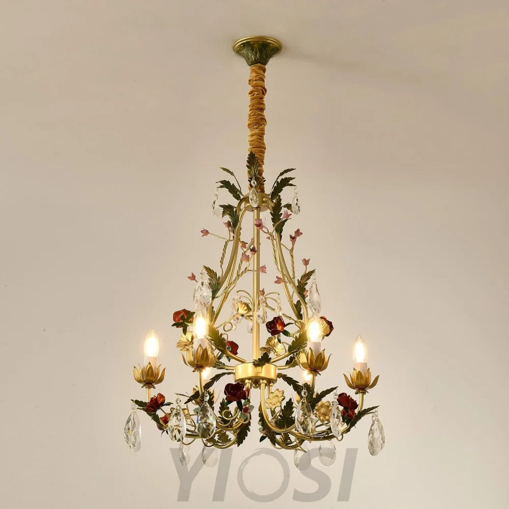 Candle Style Rose Love Chandelier with 6/8 heads - Candle-1-Yiosilamp