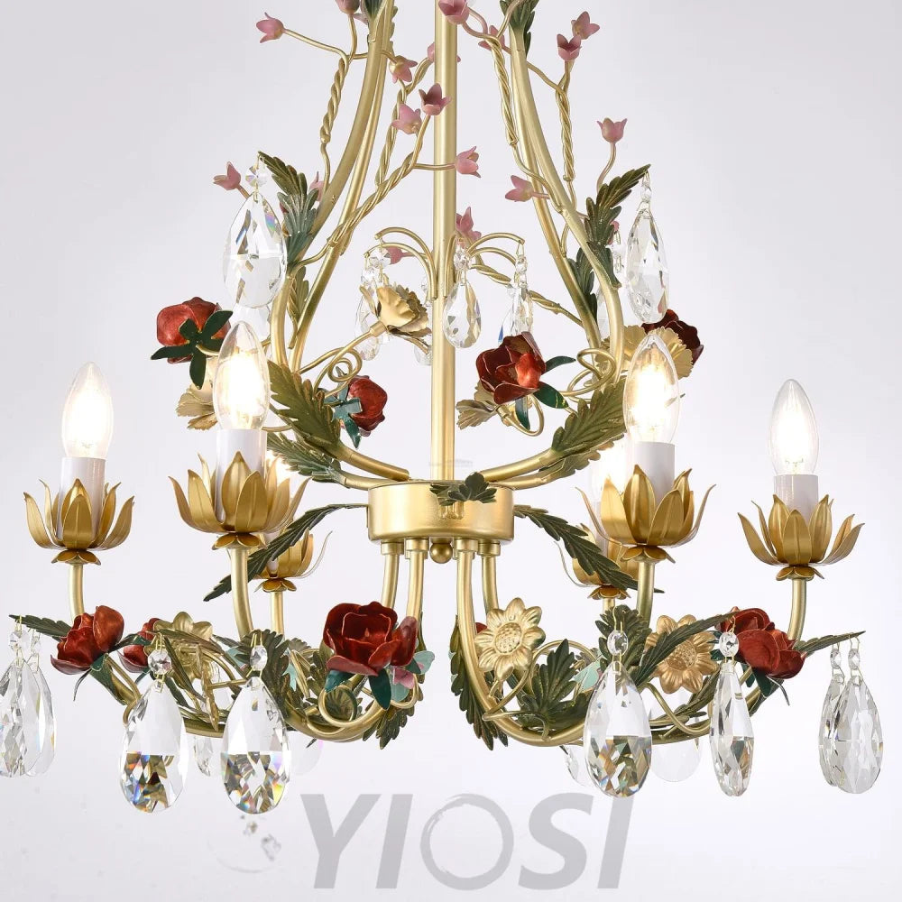Candle Style Rose Love Chandelier with 6/8 heads - Candle-1-Yiosilamp