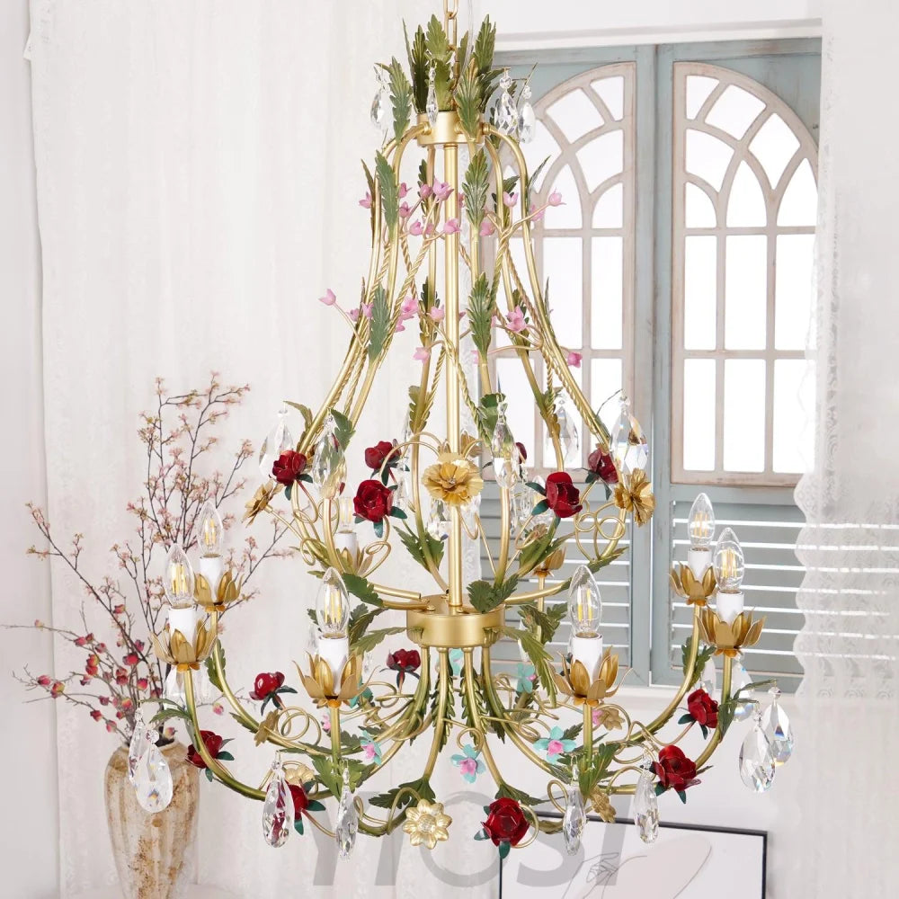 Candle Style Rose Love Chandelier with 6/8 heads - Candle-1-Yiosilamp