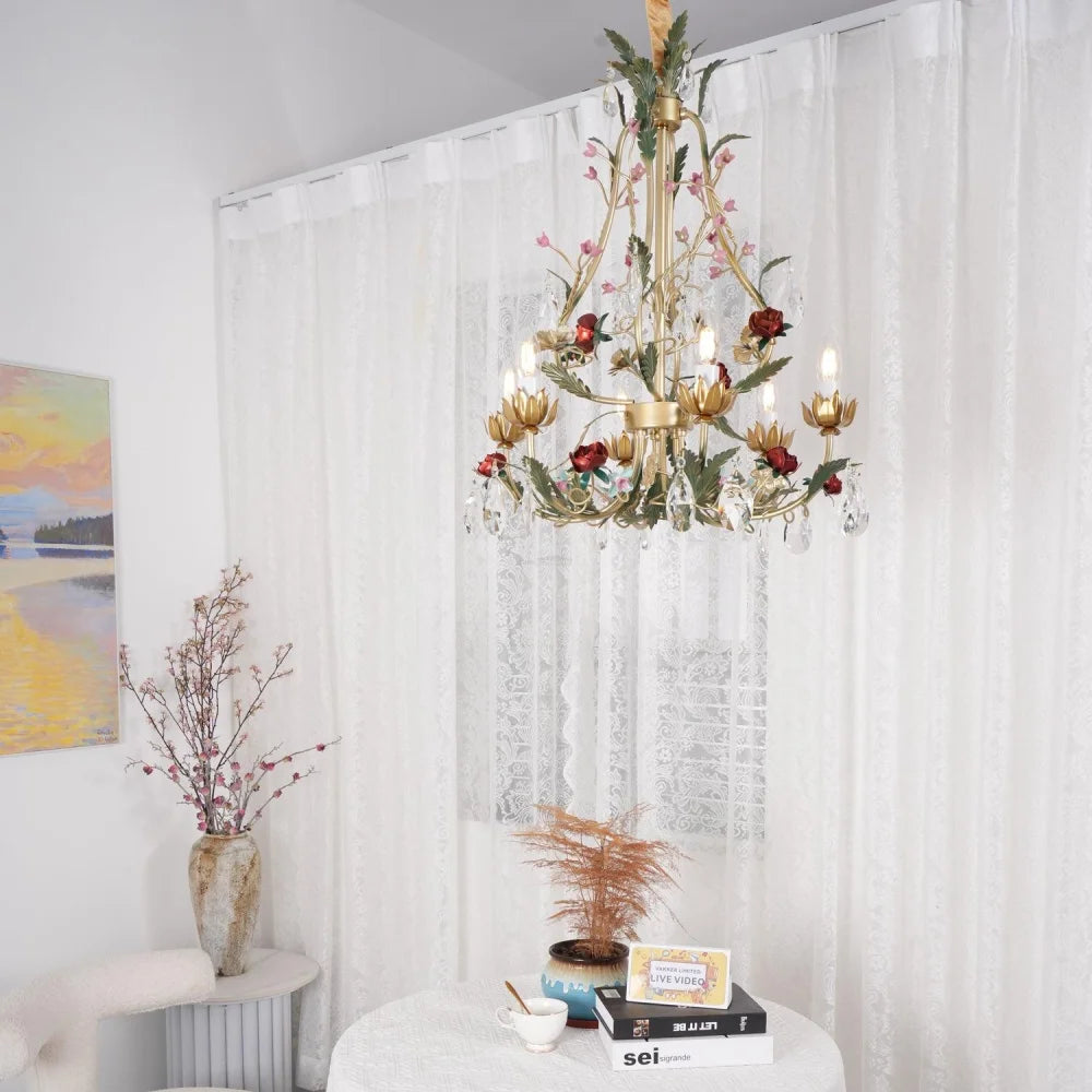 Candle Style Rose Love Chandelier with 6/8 heads - Candle-1-Yiosilamp