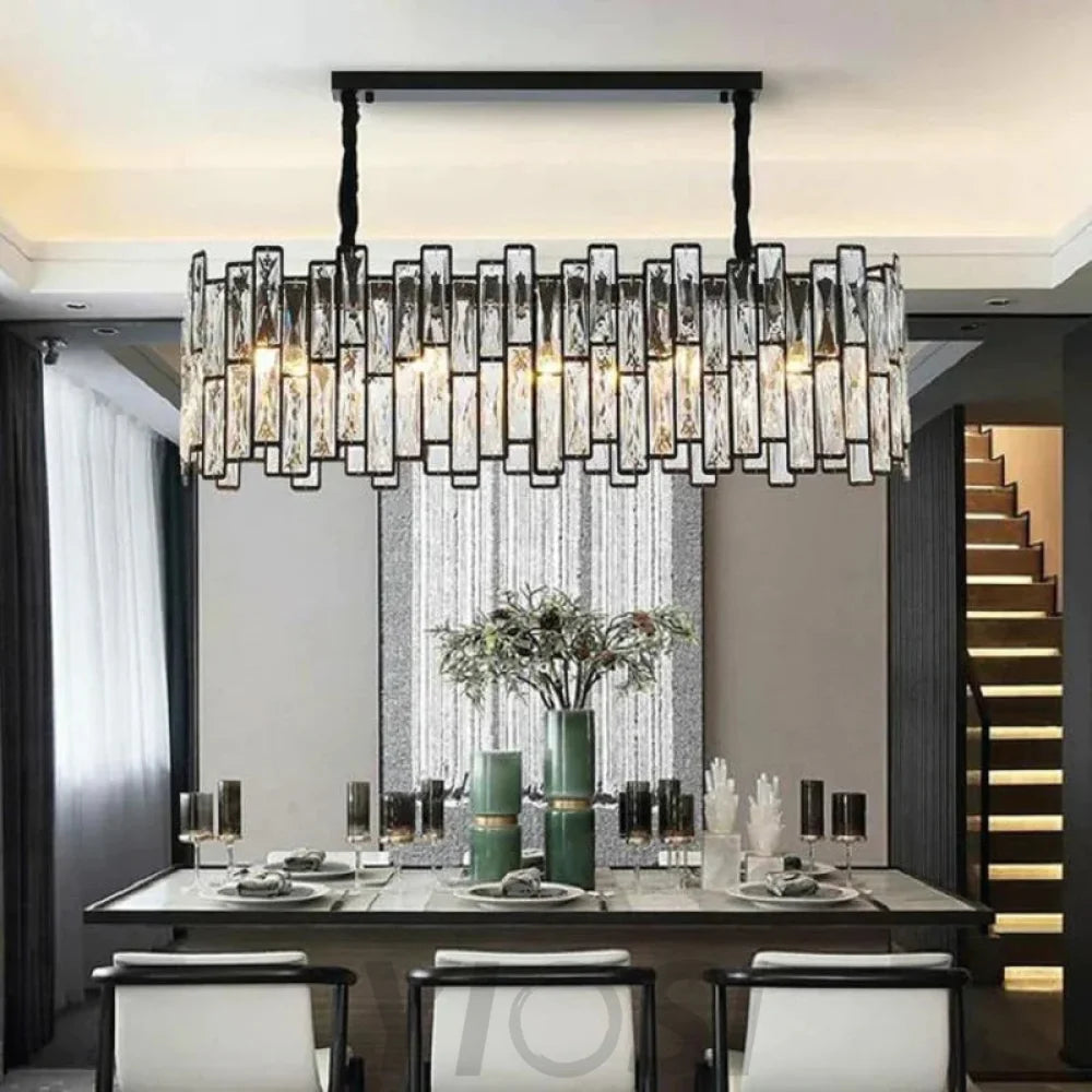 Carina Modern Linear Crystal Black Chandelier