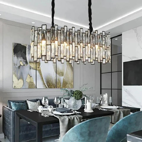 Carina Modern Linear Crystal Black Chandelier