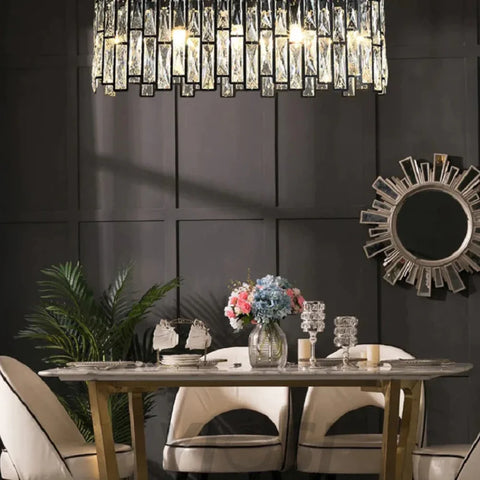 Carina Modern Linear Crystal Black Chandelier