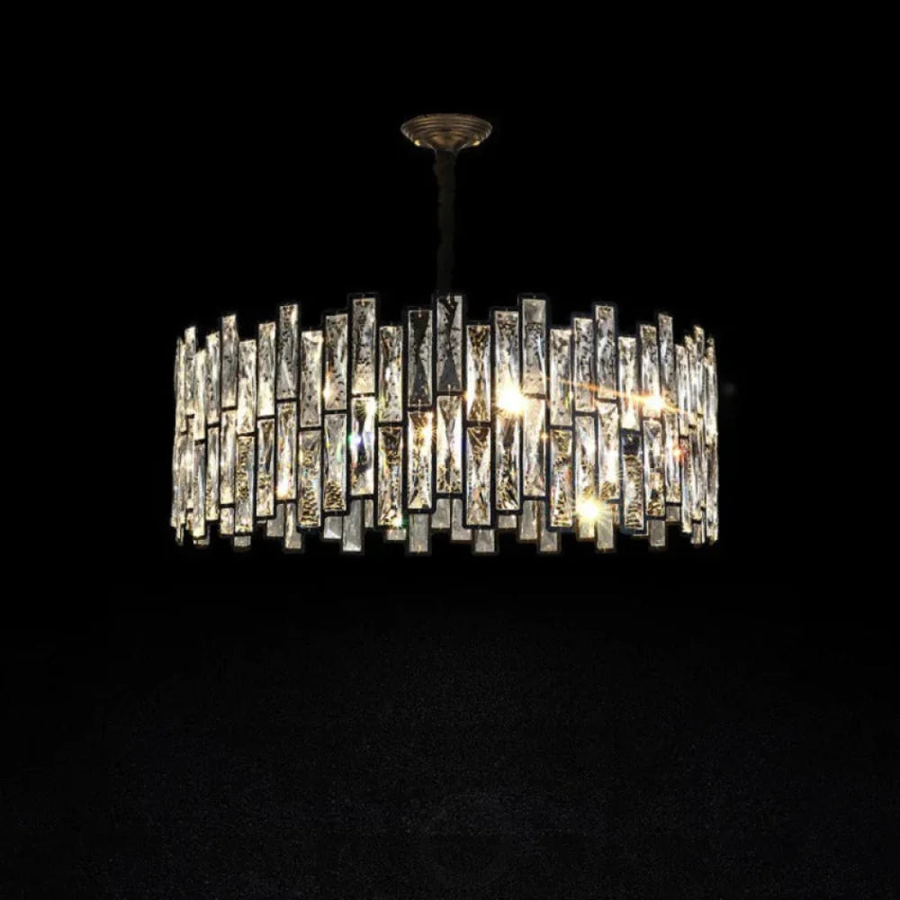 Carina Modern Round Crystal Black Chandelier