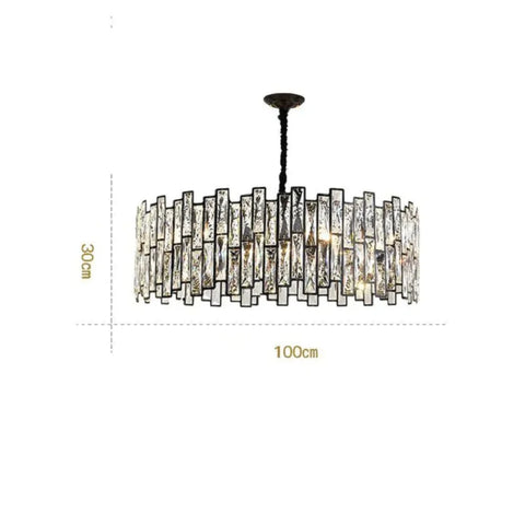 Carina Modern Round Crystal Black Chandelier 39’’ D