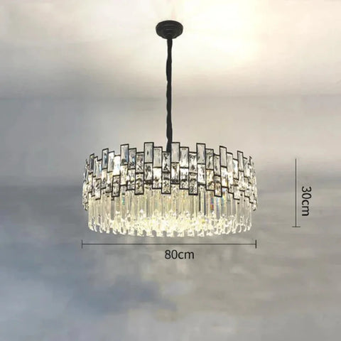 Carina Round Crystal Chandelier For Living Room 31’’ L / Black