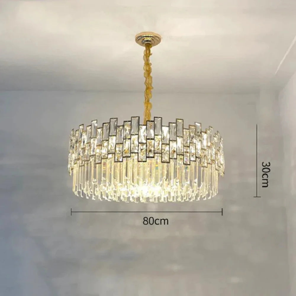 Carina Round Crystal Chandelier For Living Room 31’’ L / Gold