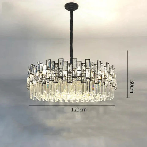 Carina Round Crystal Chandelier For Living Room 47’’ L / Black