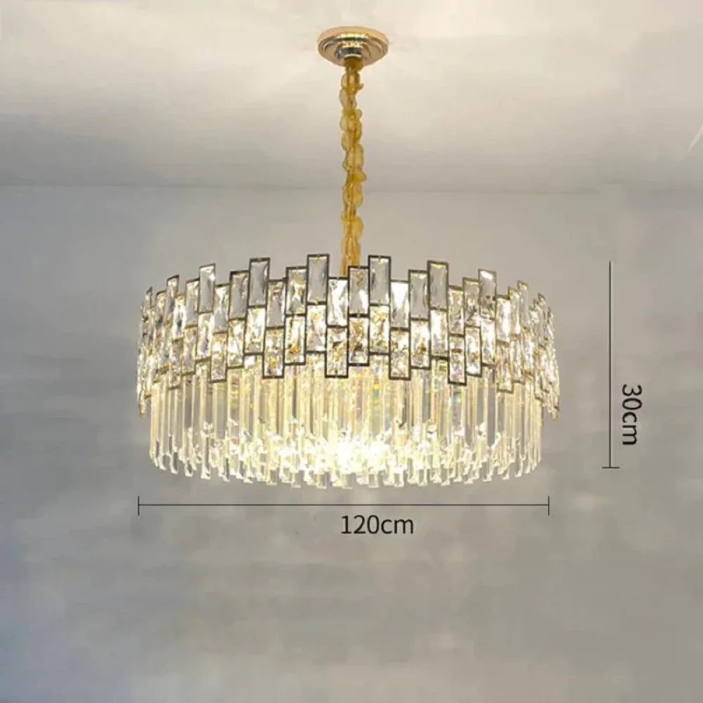 Carina Round Crystal Chandelier For Living Room 47’’ L / Gold