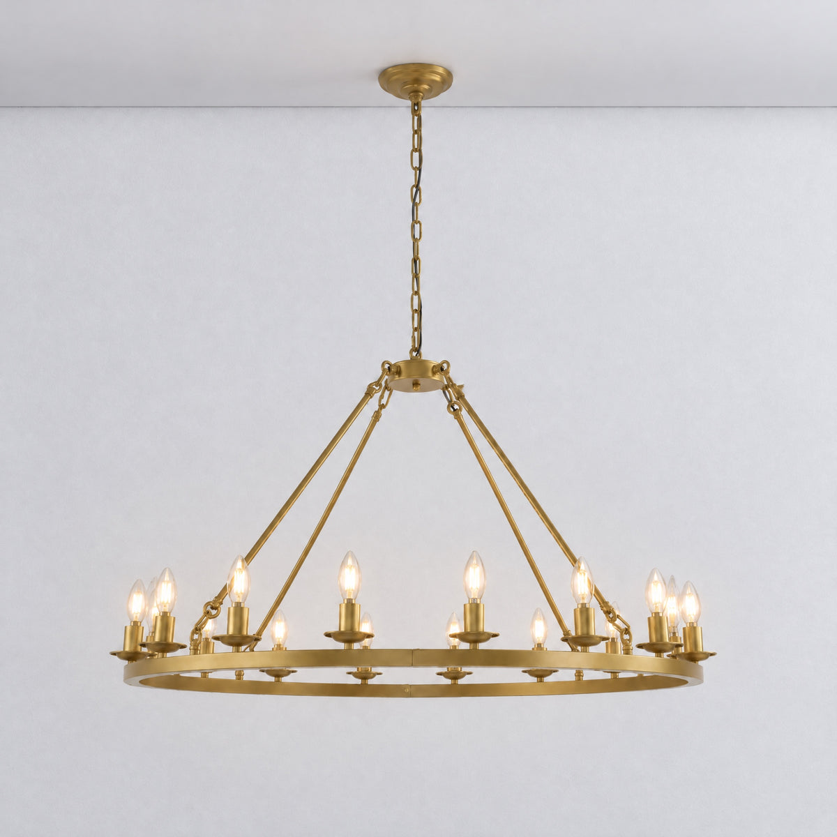 Cartwheel Chandelier 16-Light - Gold – lights on
