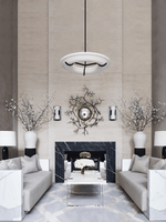 Carve Alabaster Pendant Light – Hand‑Carved Stone Shade with Black Frame