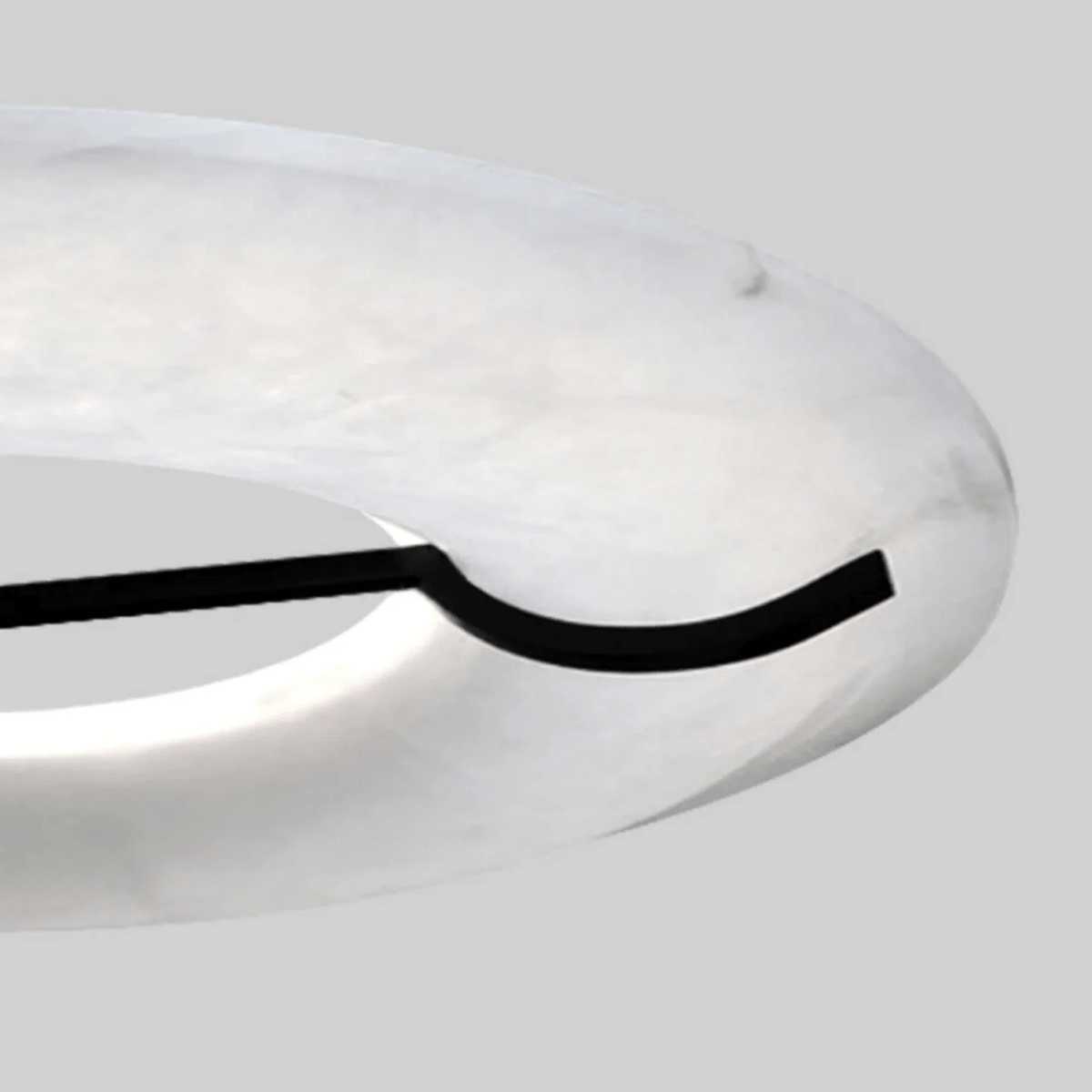 Carve Alabaster Pendant Light – Hand‑Carved Stone Shade with Black Frame