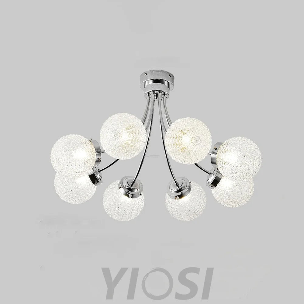 Carved Glass Ceiling Lamp with 6/8 heads - Bend, Semi Flush Mounts-1-Yiosilamp