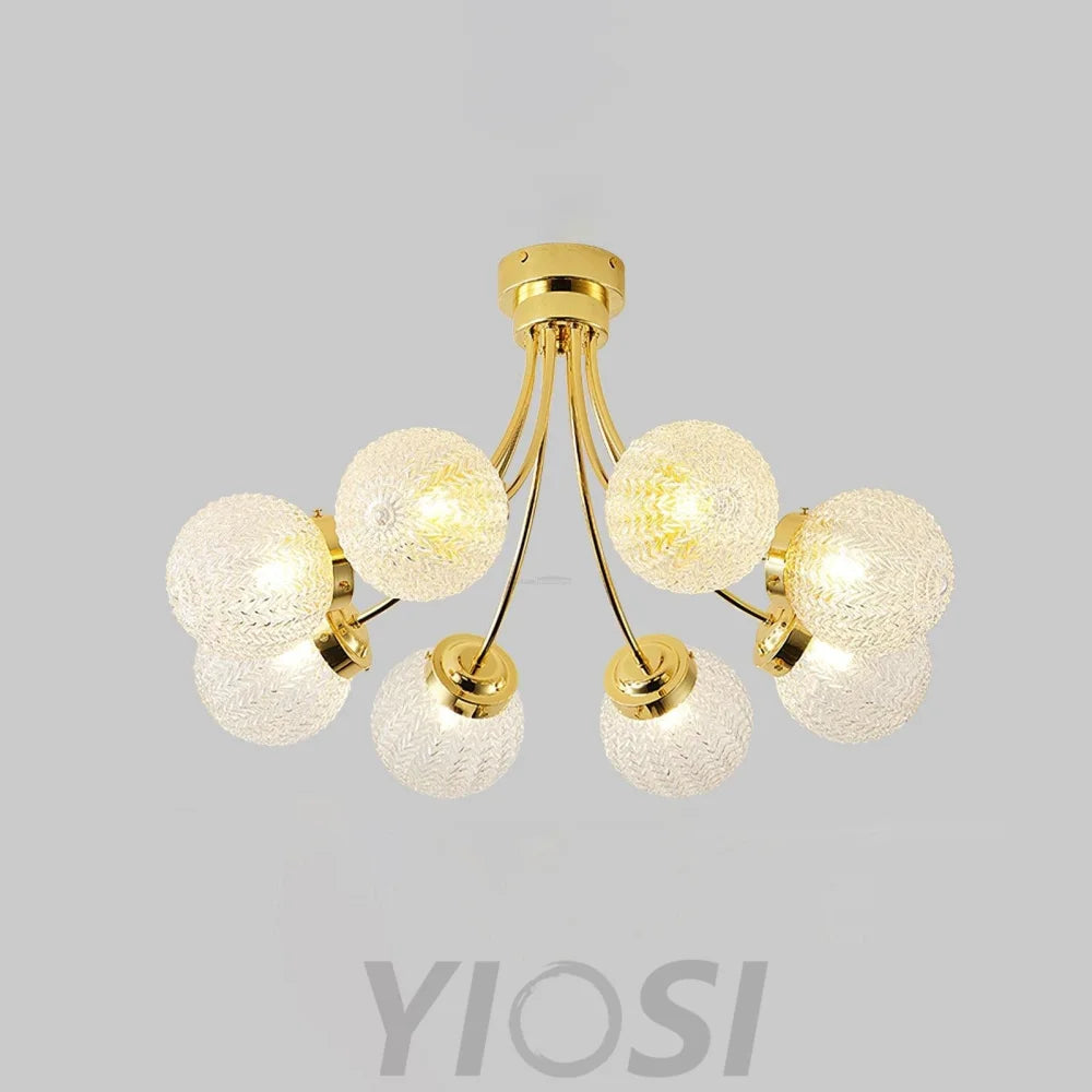 Carved Glass Ceiling Lamp with 6/8 heads - Bend, Semi Flush Mounts-1-Yiosilamp