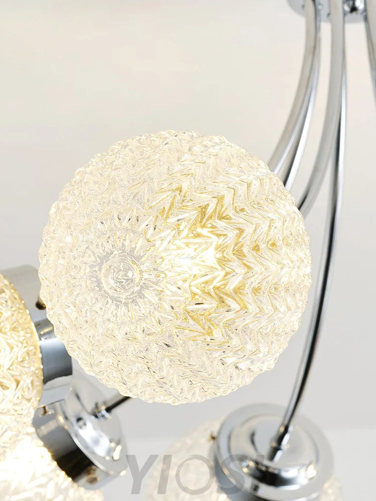 Carved Glass Ceiling Lamp with 6/8 heads - Bend, Semi Flush Mounts-1-Yiosilamp