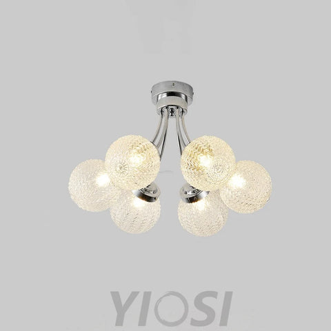 Carved Glass Ceiling Lamp with 6/8 heads - Bend, Semi Flush Mounts-1-Yiosilamp