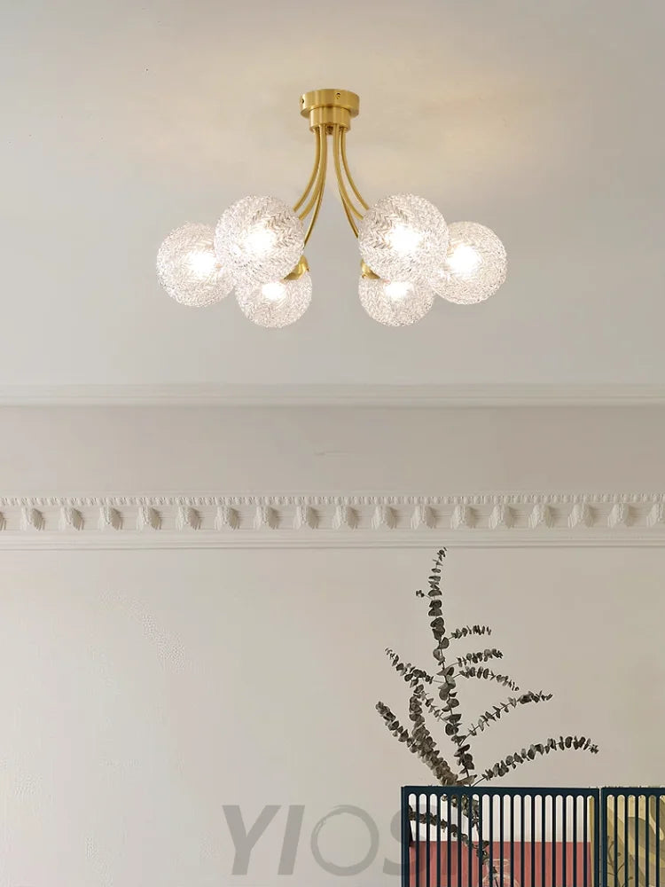 Carved Glass Ceiling Lamp with 6/8 heads - Bend, Semi Flush Mounts-1-Yiosilamp