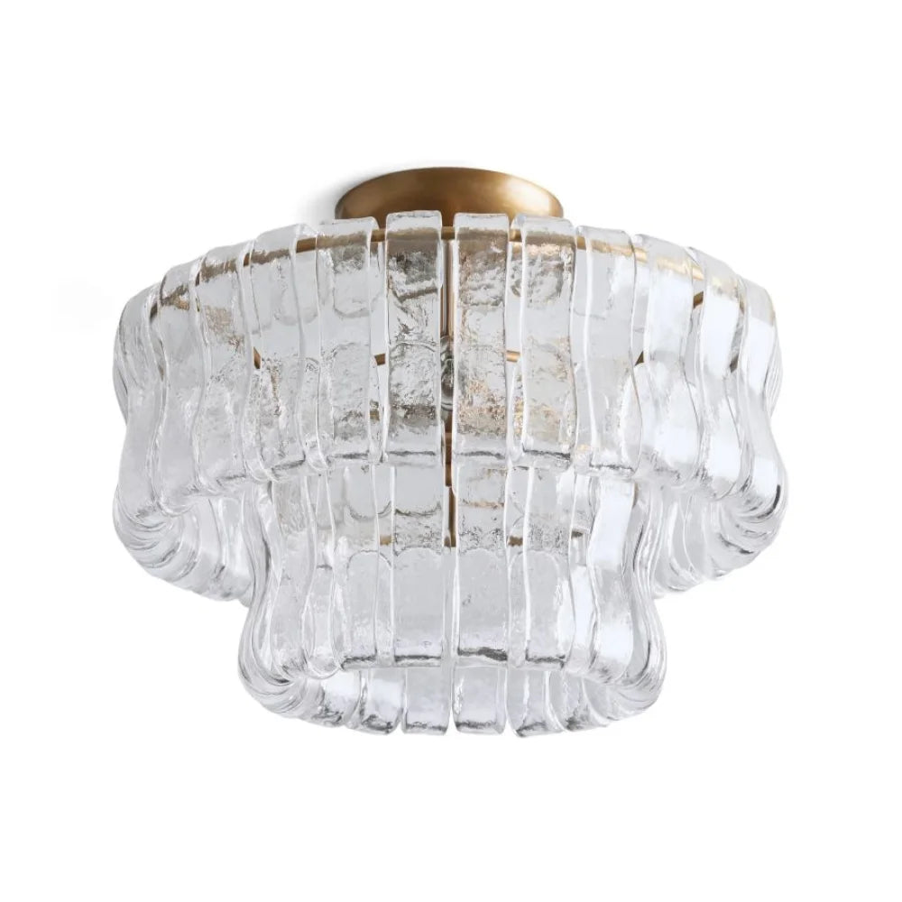 Elleson 2-Tier Glass Round Flush Mount 18’’D Antique Brass / Clear Flushmount