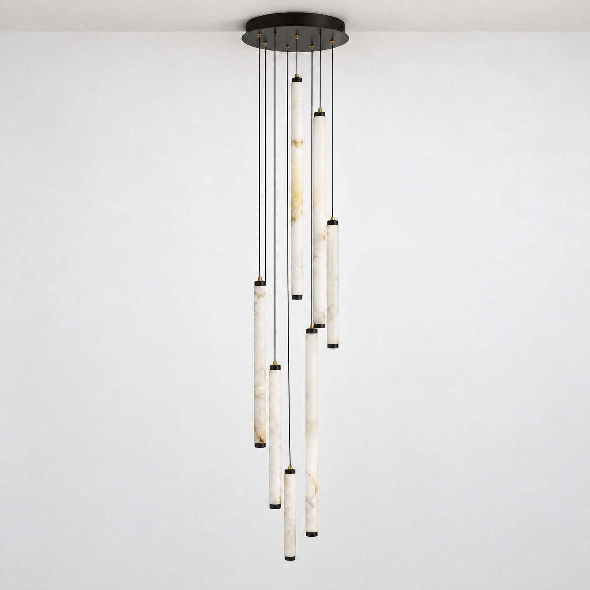 Cascade Alabaster Tube Pendant Chandelier – lights off