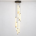Cascade Alabaster Tube Pendant Chandelier – lights on