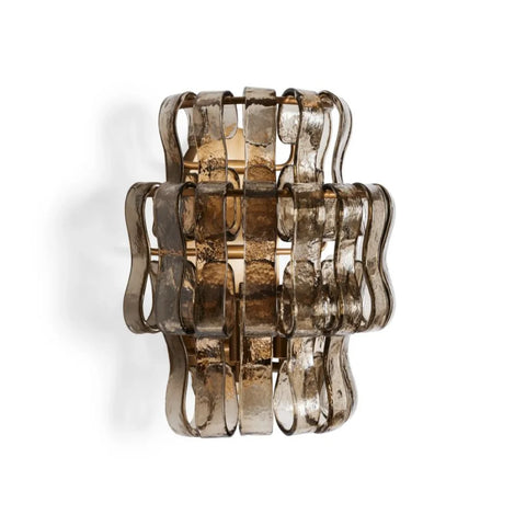 Elleson Glass Wall Sconce 12’’W Antique Brass / Smoke Wall Sconce For Bedroom Dining Roo