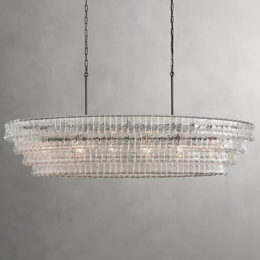 Evadne Modern Glass Oval Chandelier 65’’ Bronze / Clear Chandeliers For Dining Room Stairw