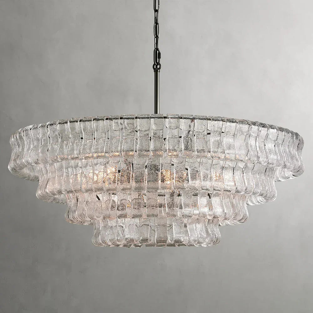 Cascade Modern Glass Round Living Room Chandelier 36’’ Bronze / Clear Chandeliers For Dining