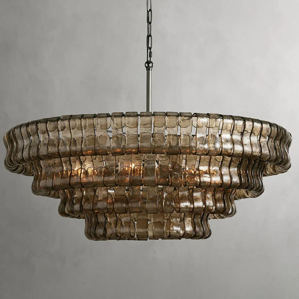 Cascade Modern Glass Round Living Room Chandelier 36’’ Bronze / Smoke Chandeliers For Dining