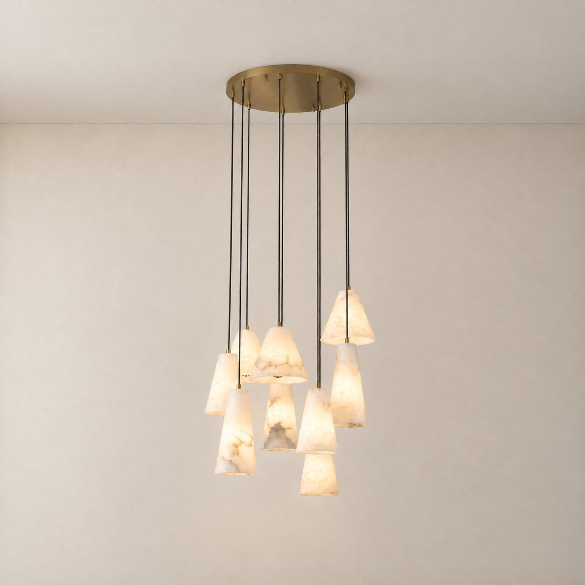 Cascata Alabaster Cone Pendant Chandelier