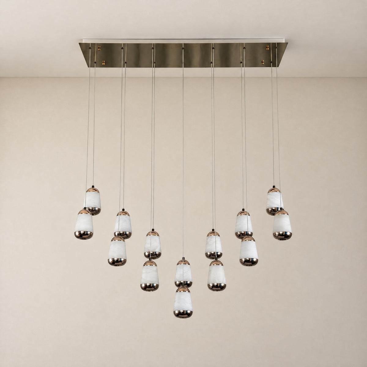 Cascata Modern Alabaster Linear Chandelier – lights off