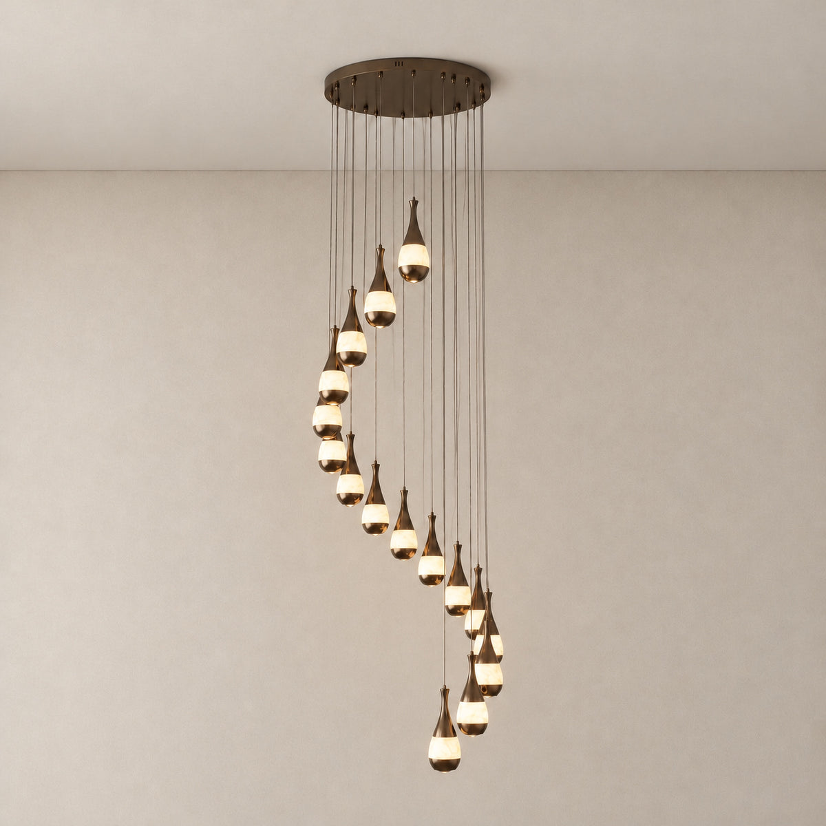 Cascata Spiral Alabaster Pendant Chandelier
