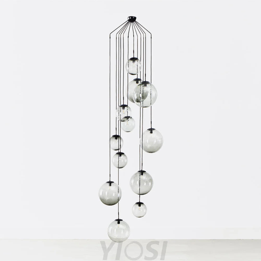 Celestial Glass Drop Chandelier Pendant Light For Living Room Staircase Smoky