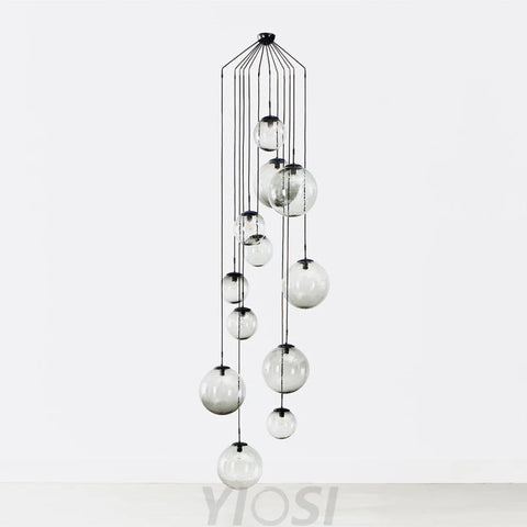 Celestial Glass Drop Chandelier Pendant Light For Living Room Staircase Smoky