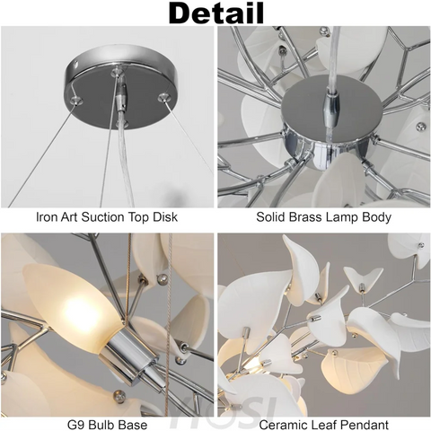 Ceramic Ginkgo Leaf Chandelier