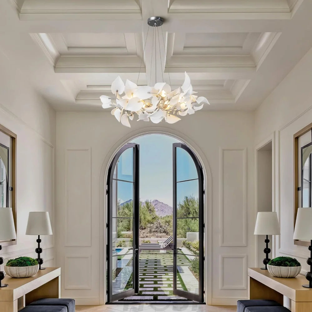 Ceramic Ginkgo Leaf Chandelier