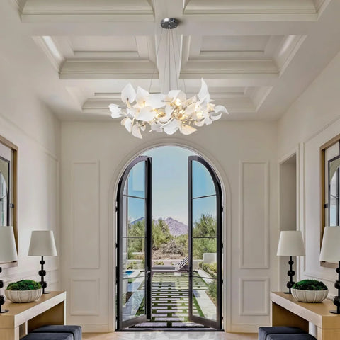 Ceramic Ginkgo Leaf Chandelier
