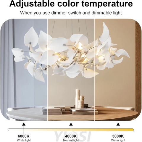 Ceramic Ginkgo Leaf Chandelier