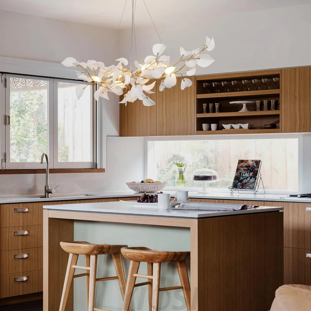 Ceramic Ginkgo Leaf Chandelier