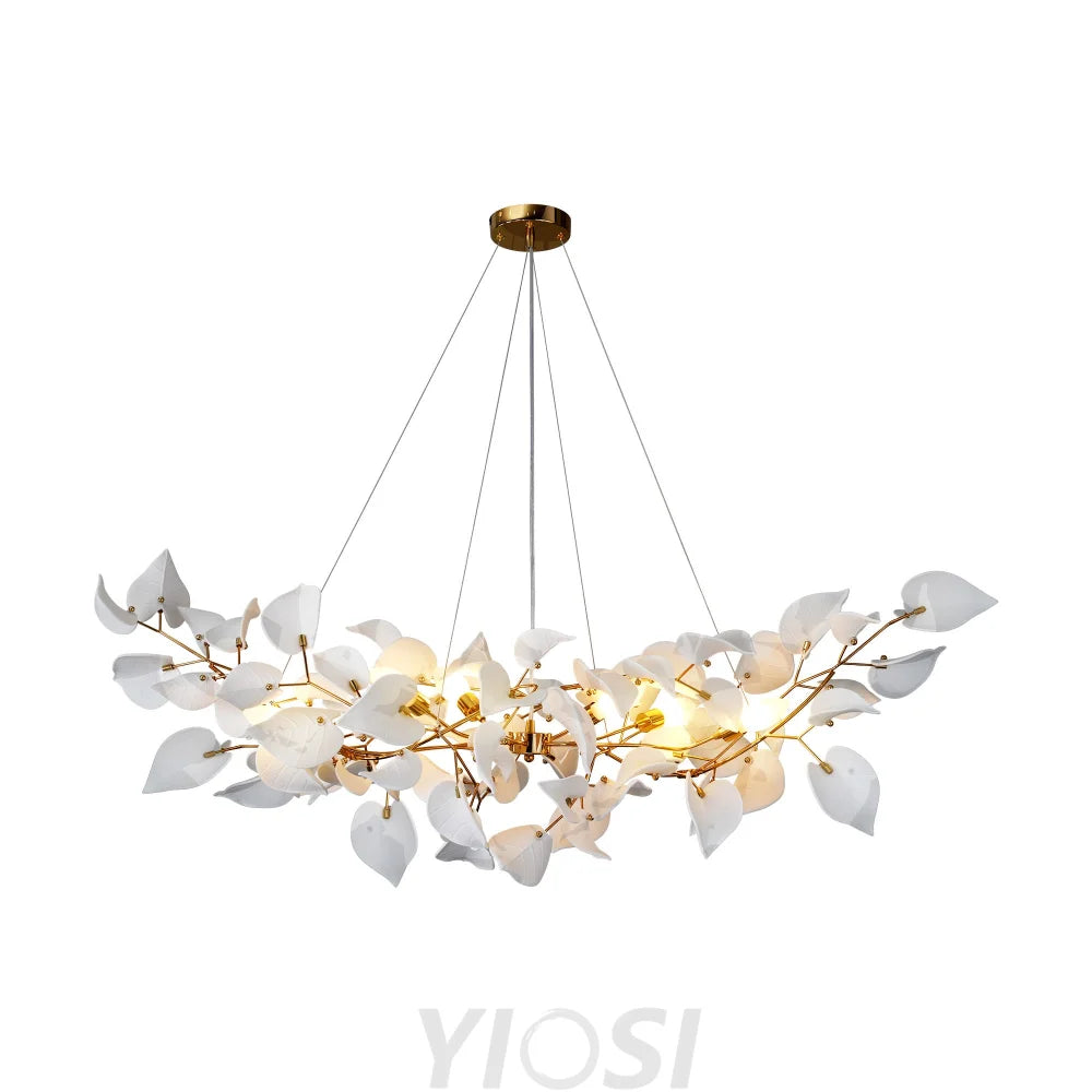 Ceramic Ginkgo Leaf Chandelier Gold / L47.2’’