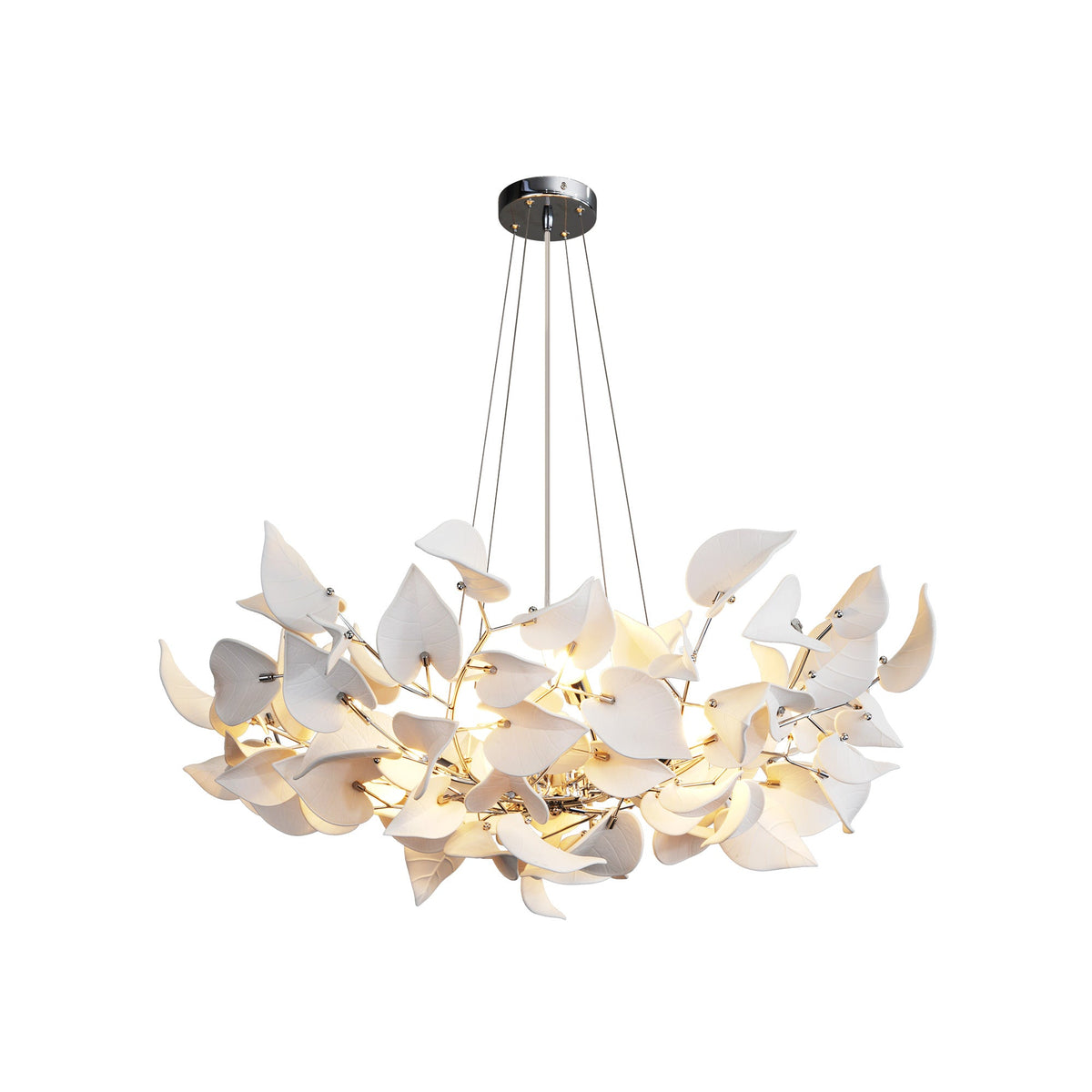 Ceramic Ginkgo Leaf Chandelier Silver / D39.4’’