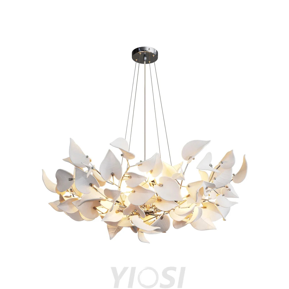 Ceramic Ginkgo Leaf Chandelier Silver / D39.4’’