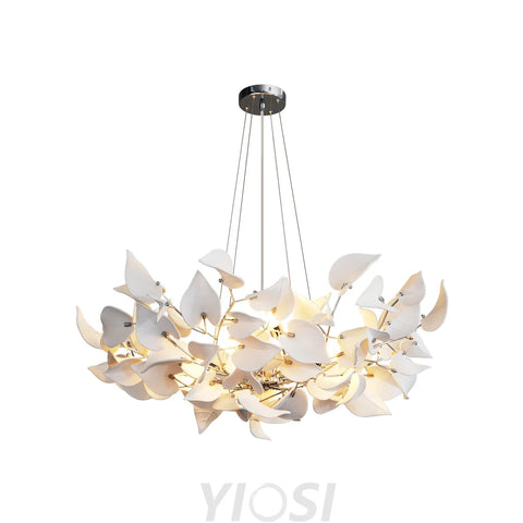 Ceramic Ginkgo Leaf Chandelier Silver / D39.4’’