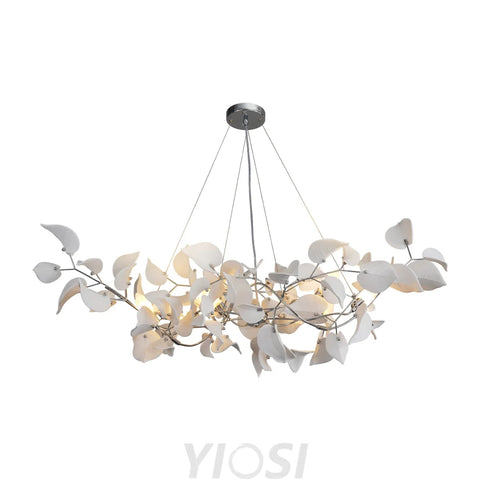 Ceramic Ginkgo Leaf Chandelier Silver / L47.2’’