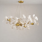 31.5" Ceramic Ginkgo Leaf Round Chandelier - Gold – lights off