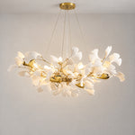 31.5" Ceramic Ginkgo Leaf Round Chandelier - Gold – lights on