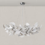 Ceramic Heart Leaf Round Pendant D1000 - Chrome – lights off