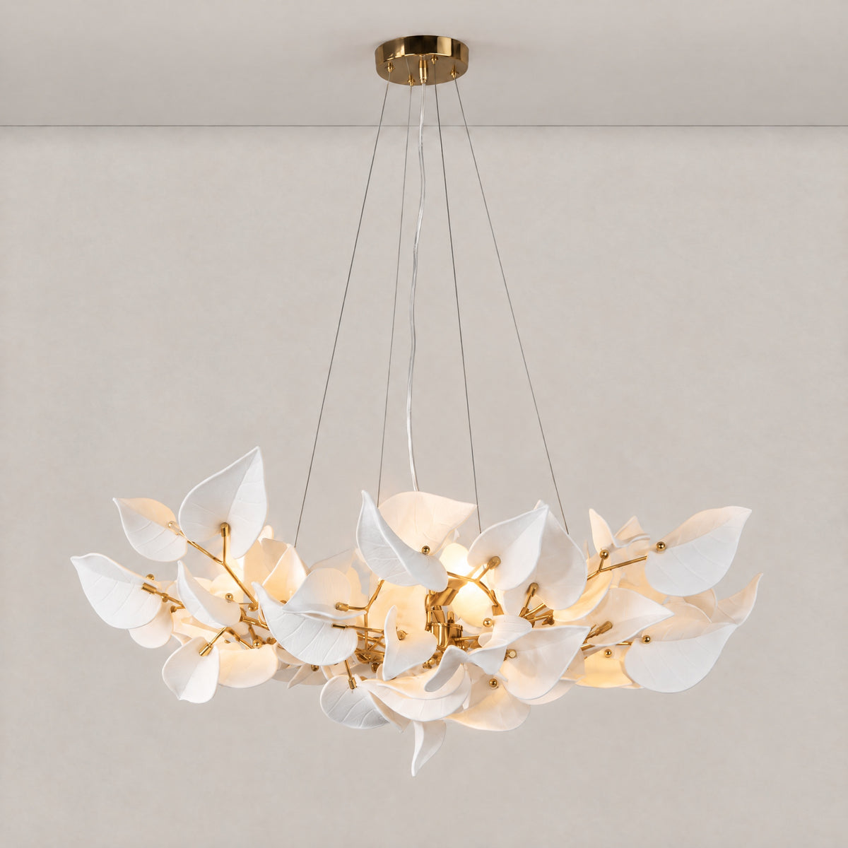 Ceramic Heart Leaf Round Pendant D800 6-Light - Copper – lights on